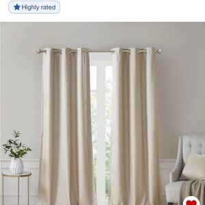 Set of Four Faux Silk Blackout Curtain Panels with Grommet Accents